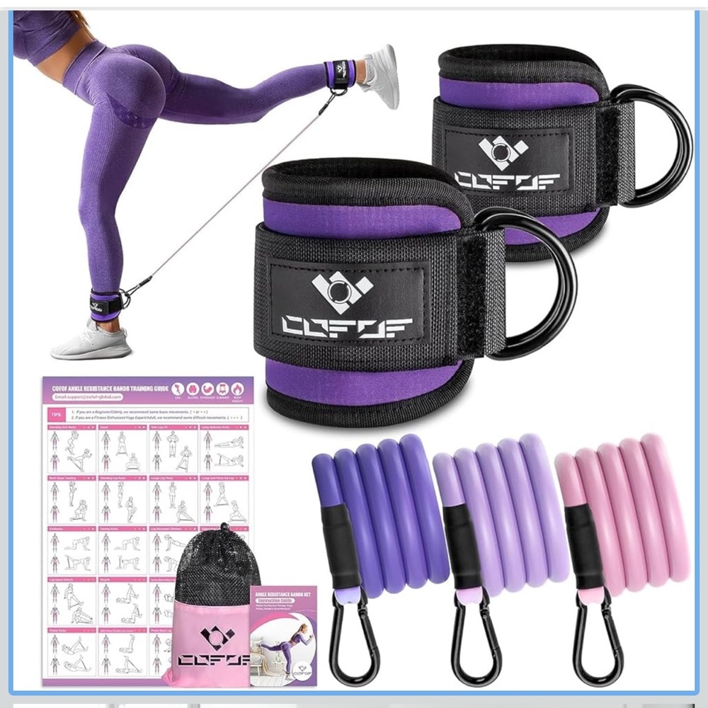 New Purple Ankle Resistance Bands Set - Purple and Pink